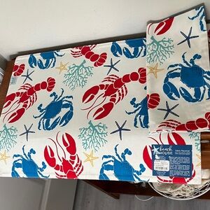 Beach House by Kay -Dee Coastal Lobster & Crab Placemat/Napkins 4 each NWT